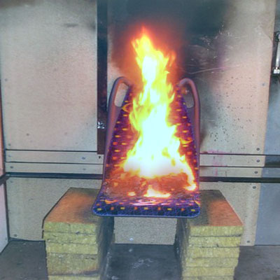 Pruebas de muebles: inflamabilidad de materiales compuestos para pisos con fuentes de llama