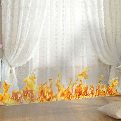 Living Room Curtains and Curtains Burning Feature